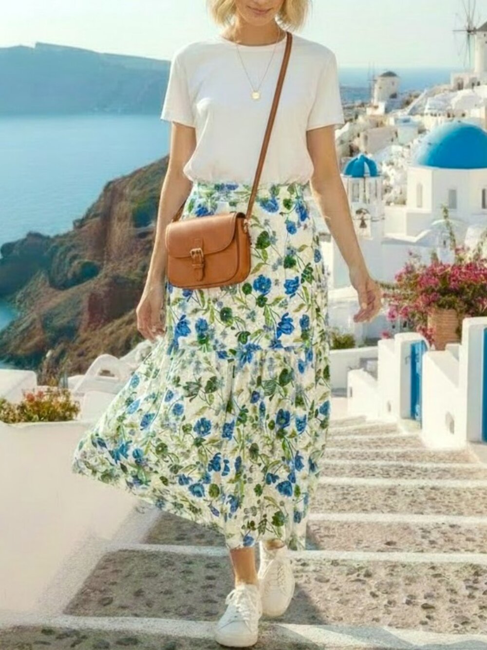 Draper James Linen Skirt Maxi Floral White Blue (12)